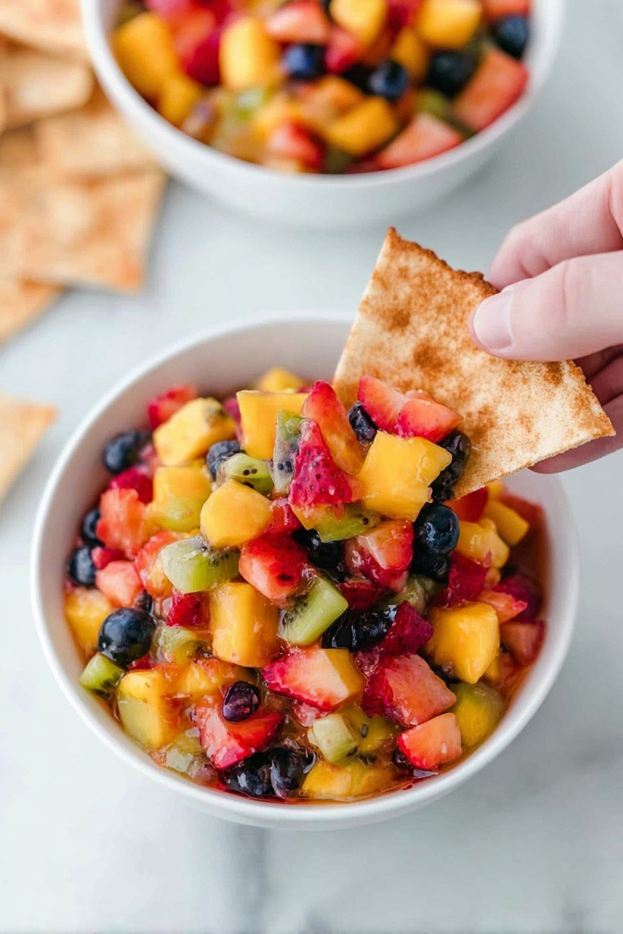 Easy & Impressive Fruit Salsa with Homemade Cinnamon Chips